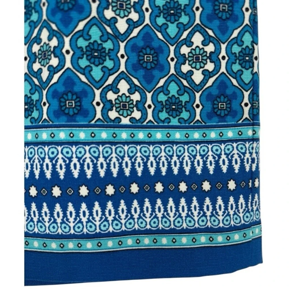 Talbots Canvas A-Line Skirt Tiny Medallions‎ Blue Size 4 Preppy Beachy Vacation